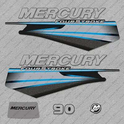 Mercury 90 Hp Four Stroke 2013-2017 BLUE Outboard Engine Decals Sticker • $53.99