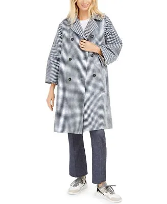 Weekend Max Mara Women's Checked Trench Coat Blue Size 6 • $182.28