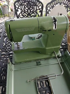 Vintage Elna Portable Green Supermatic Sewing Machine In Case 722010 Switzerland • $89.99