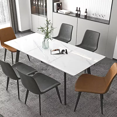 Sintered Stone Rectangular Dining Table 160CM Extendable Table Scratch Resistant • $699.97