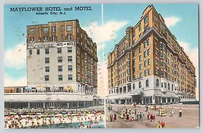 Postcard New Jersey Atlantic City Mayflower Hotel & Motel Dual Split View • $4.95