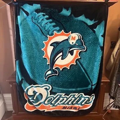 NFL Miami Dolphins Throw Blanket 6’ X 4’ - Classic Logo Man Cave Decor Football • $34.99