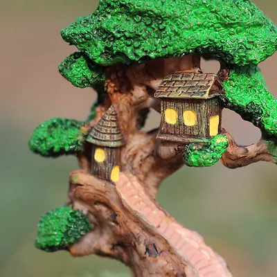 Mini Elves Tree House Garden Decor Miniature Figurine Craft Fairy Plant Pot DIY • £4.31