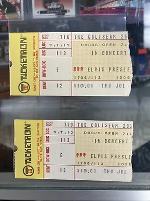 Elvis Presley Concert 2 Ticket Stub The Coliseum July 10 1975 Authentic Real • $170.91