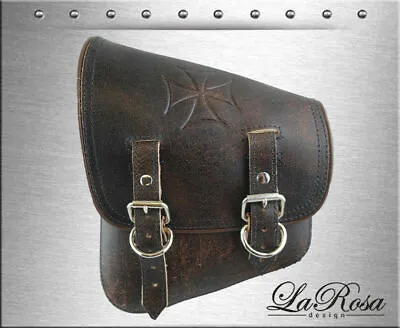 $179.99 • Buy La Rosa Rustic Brown Leather Emboss Cross Harley V Rod Night Rod Left Saddlebag 