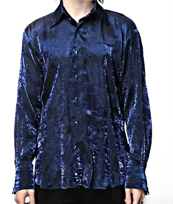 Shrine Shimmer Gothic Vampire Lestat Steampunk Poet Pirat Victorian Blue Shirt  • $79.99