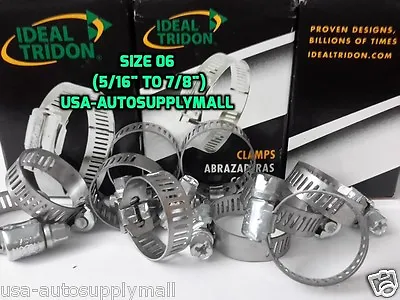 10 Pcs Hose Clamps Size 6  Abrazaderas (08 To 22mm) Ideal Tridon   • $7.31