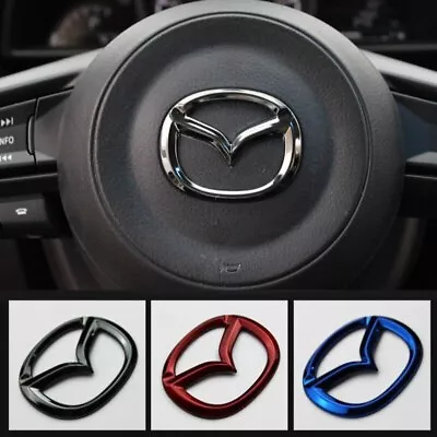 1x Red/Black/Blue/Silver Steering Wheel Emblem Sticker For Mazda 2 3 6 CX-4 CX-5 • $14.96