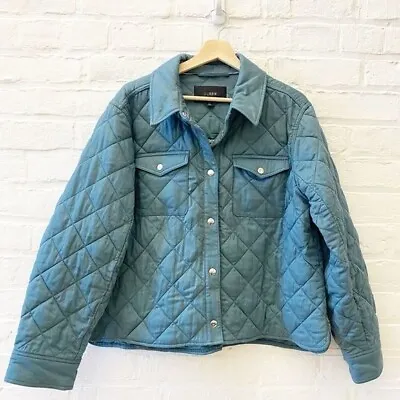 J. Crew || Quilted Shirt Jacket With Primaloft Snap Shacket Green Teal XL • $68.85