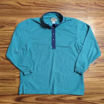 Vintage Eastern Mountain Sports EMS Fleece Size M 1/4 Button Teal Sweater USA • $17.59