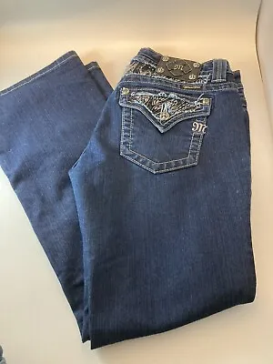 MISS ME Jeans Buckle Easy Boot Womens 30 X 31 Flap Pockets Denim Jeans Embellish • $30