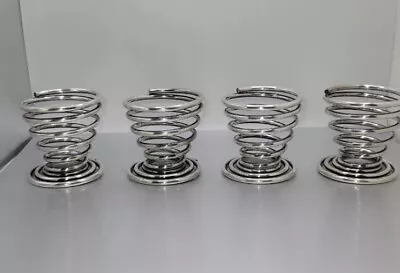 4 Vintage Retro Metal Spring Spiral Egg Holder Cups Stands Set Of 4 Nice 2” • $14.59