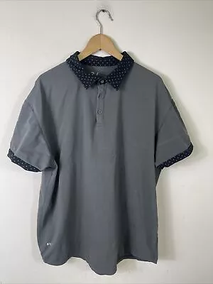 BYLT Polo Shirt Mens Lux Polka Dot Collar Gray Black Size 2XL • $15.92