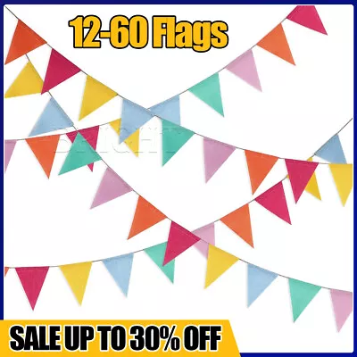 60 Triangle Flags Bunting Banner Colorful Outdoor Bunting For Garden Waterproof • £2.98