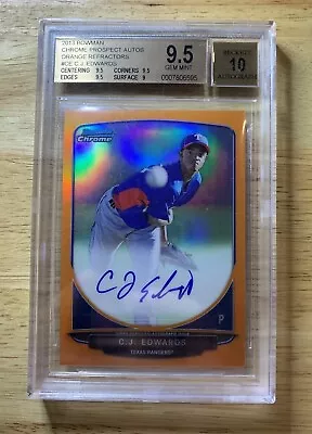 2013 Bowman Chrome C.J. CARL EDWARDS Orange Refractor Auto /25 RC BGS 9.5/10 CJ • $149.99