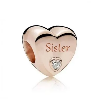 $29.99 • Buy S925 Silver & Rose Gold Family Love - Sister Heart Charm  By YOUnique Designs