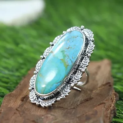 Vintage Boulder Turquoise Navajo Style Sterling Silver Mens Ring Gift For Him • $81.99