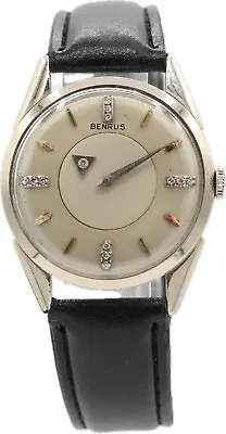 Vintage 32mm Benrus Mystery Dial Men's Mechanical Wristwatch DN21 Swiss 14k Gold • $600