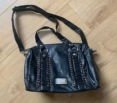 Jane Norman Black Leather Look Hangbag • £10