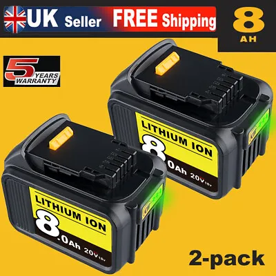 2 Pack For Dewalt 18V Battery 8.0Ah XR Slide DCB184 DCB183 DCB182 DCB180 DCF885 • £39.09