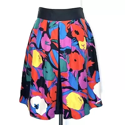 Anthropologie Lil Lined Band Waist Silk Above Knee Skirt Floral Multicolor Sz 6 • $49