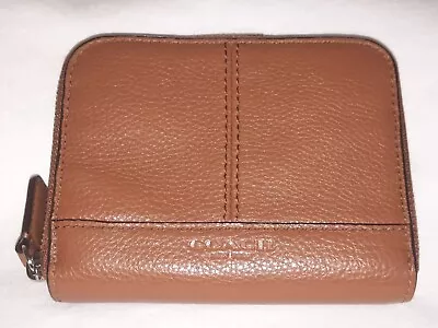 Vintage Coach Brown Small Card Coin Purse Wallet Zip Pebbled Leather Unisex • $42.99