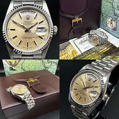 1989 Rolex Day-Date 18239 18k White Gold With Rolex Boxes Books And Certificate • £19995