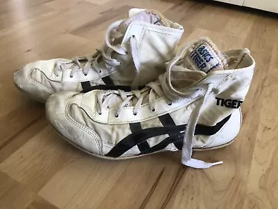 80s/90s Asic Tigers Black/White Mens Size 9 Wrestling Shoes • $149.99
