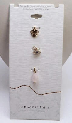 $0.01 • Buy Unwritten Gold Tone Evil Eye, Heart, Rose Quartz Charms New