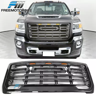 $209.99 • Buy Fits 15-19 GMC Sierra 2500 3500 Front Bumper Upper Grille W/ Light Gloss Black