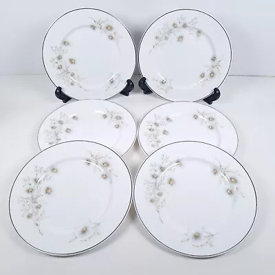 Mayfair White Daisy Salad Plates 21cm Floral Fine Bone China England Set Of 6 • £29.99