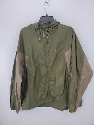 Sierra Designs Jacket Mens XL Green Brown Colorblock Zip Up Hooded Windbreaker • $21.49