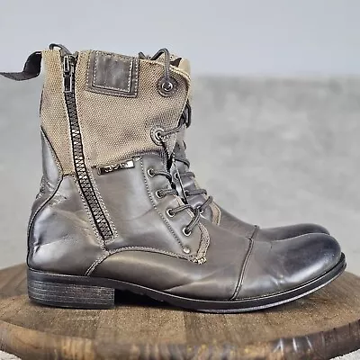 J75 Jump Trooper 3 Boots Men's Size 13 Combat Lace Up Gray Faux Leather Side Zip • $22.40