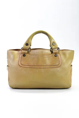 Celine Womens Vintage Boogie Bag Leather Rolled Handle Tote Handbag Beige • $135.61