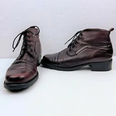 Santana Canada Burgundy Wine Leather Waterproof Lace Up Boot Vintage Women's 7.5 • $34.90