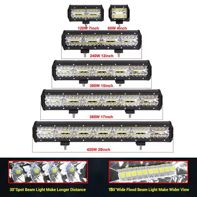 9''/12''/15''/17''/20'' LED Light Bar Spot Flood Driving Lamp Offroad 4WD Truck • $43.99