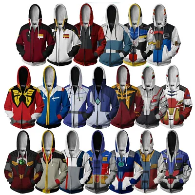 Anime Mobile Suit Gundam Hoodie Men Cosplay Hooded Sweatshirt 3D Cardigan Jacket • $35.51