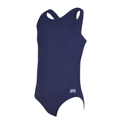 Zoggs Girls Cottesloe V Back Swimsuit Navy 2-3 6-7 Swimsuit • £5.97