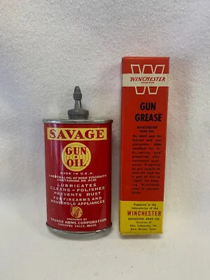 Gun Oil Tin & Winchester Gun Grease Antique Lot Savage Arms Vintage Collectibles • $157