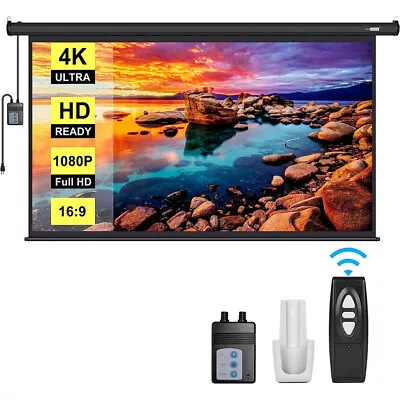 100 Inch 16:9 Electric Motorized Projector Screen W/ Remote Movie Home Theater • $159.99