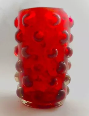 Barovier Design Murano Ruby Glass Vase Hemi-Bubbles C1960 6 H • £748.86