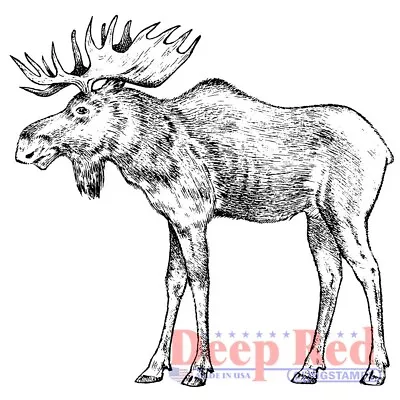 Deep Red Stamps Moose Rubber Cling Stamp • $7.49