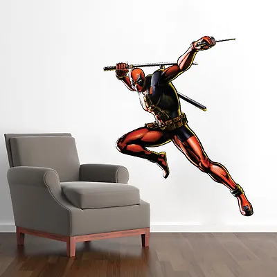 Deadpool Wall Decals Superhero Wall Designs Cool Marvel Deadpool Wallpaper S12 • $84.95