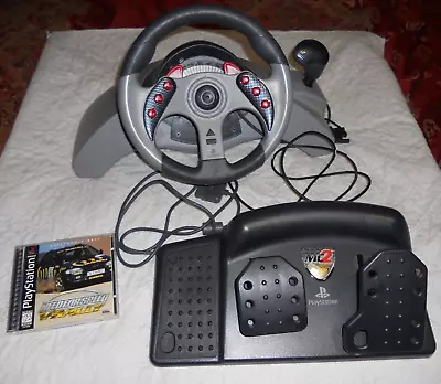 PS2 Mad Catz 8020 MC2 Vibrating Racing Steering Wheel & Pedal & Need For Speed • $18