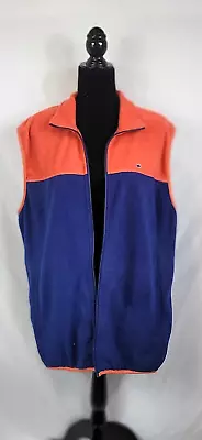 Crown & Ivy Mens Blue/Coral Full Zip Vest L With Pockets NWT Casual Workwear • $8.68