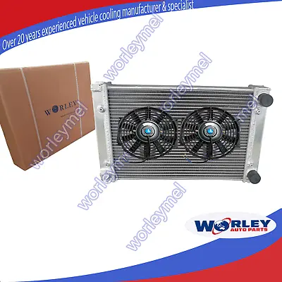 2 Row Aluminum Radiator+Fans For VW Golf MK2 MK II 1.6 8V & 1.8 16V 1982-1992 MT • $168