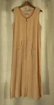 Stan Herman Vintage Womens Robe Size Large Peach Chenille Half Zipper • $29