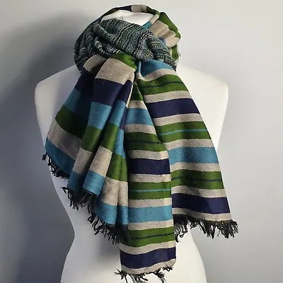 EAST Wool Blend Navajo Deckchair Stripe Oversized Shawl Wrap Scarf • £24.99