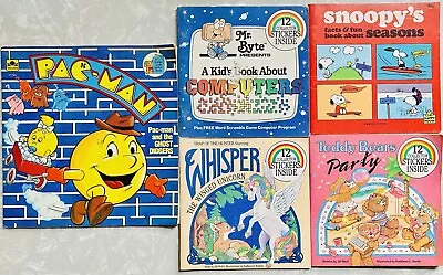 Vintage 80s Kids Picture Book Lot! PAC-MAN Whisper Unicorn Snoopy Mr. Byte Bears • $19.99