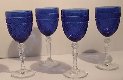 VTG Cristal D’Arques - Long Stem Ware Wine/Water Goblet Cobalt Blue • $19